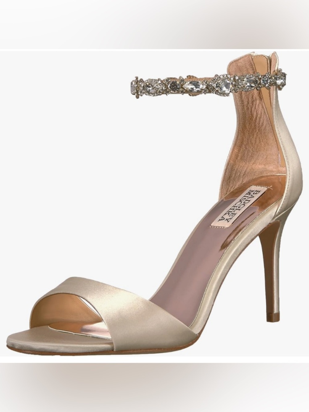 Badgley Mischka Crystal strap Heels Prom Wedding Bridal Open Toes US 7.5 Glam